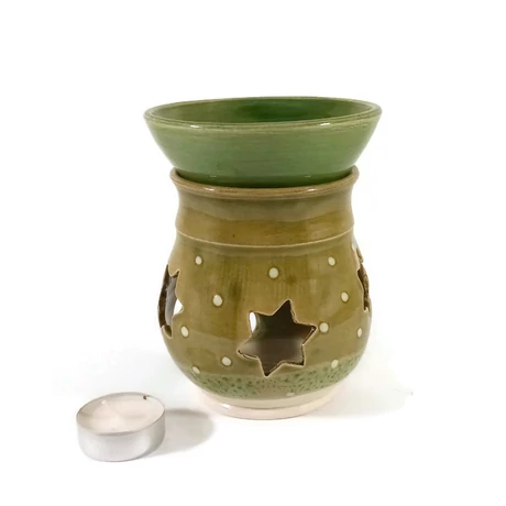 Párologtató aromalámpa olivazöld, csillagos