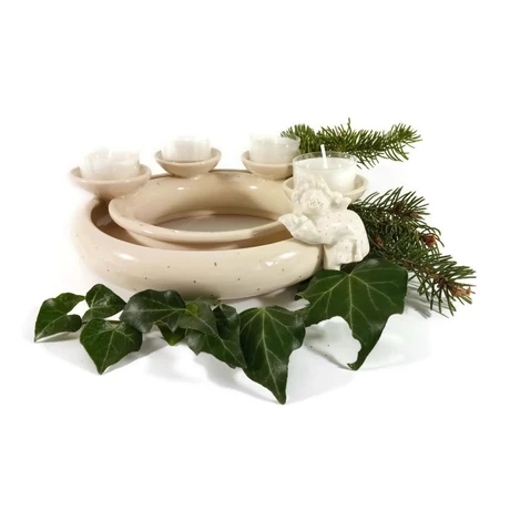 Adventi koszorú (krémfehér angyalos)